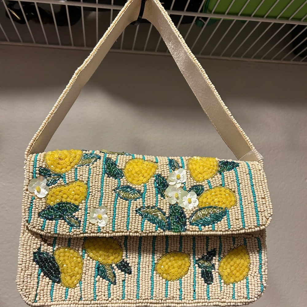 Beaded Lemon Pattern Shoulder Bag